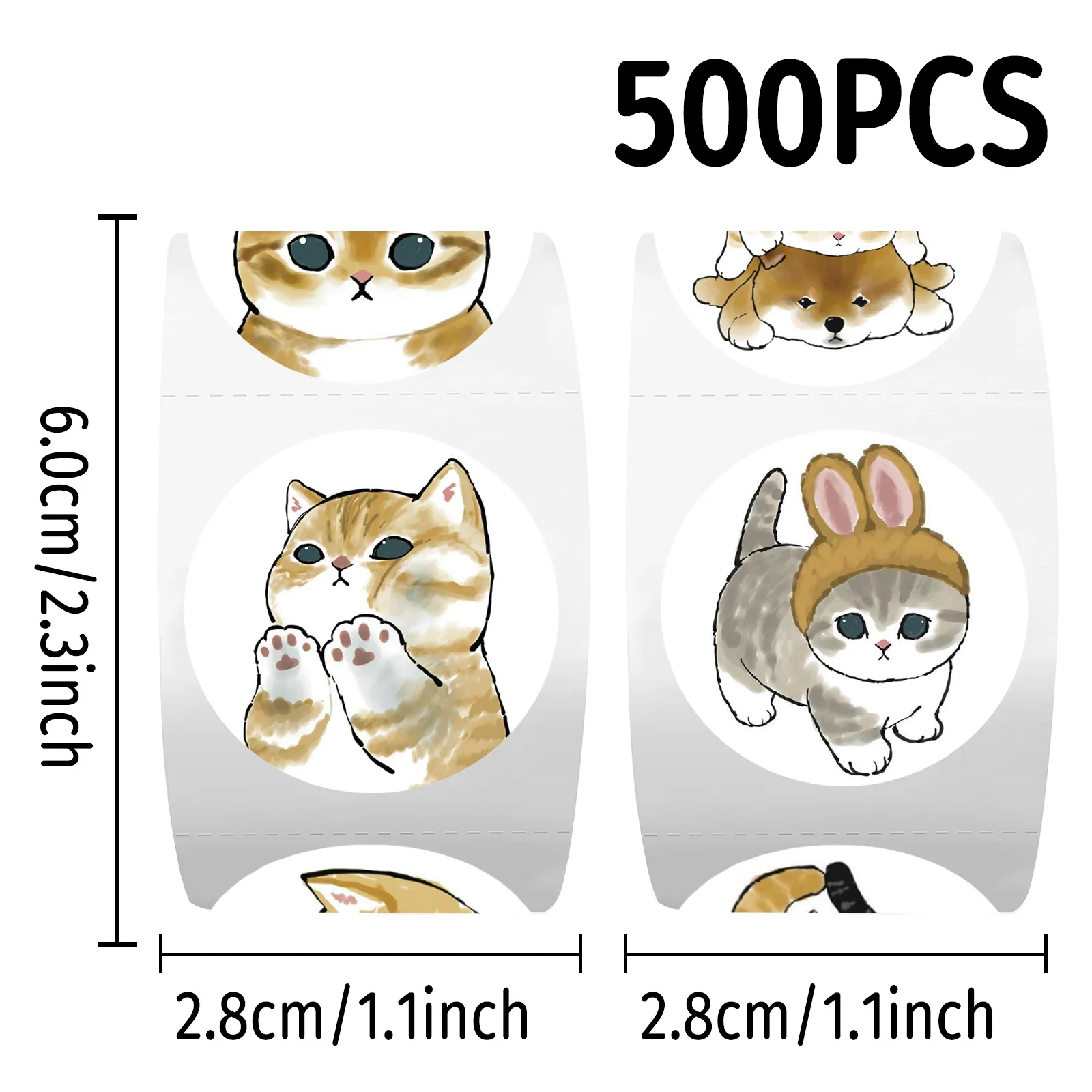 500Pcs/Roll Funny Cat Meme Stickers For School Reward Stickers Classroom Decoration Encouragement Sticker For Student Teacher