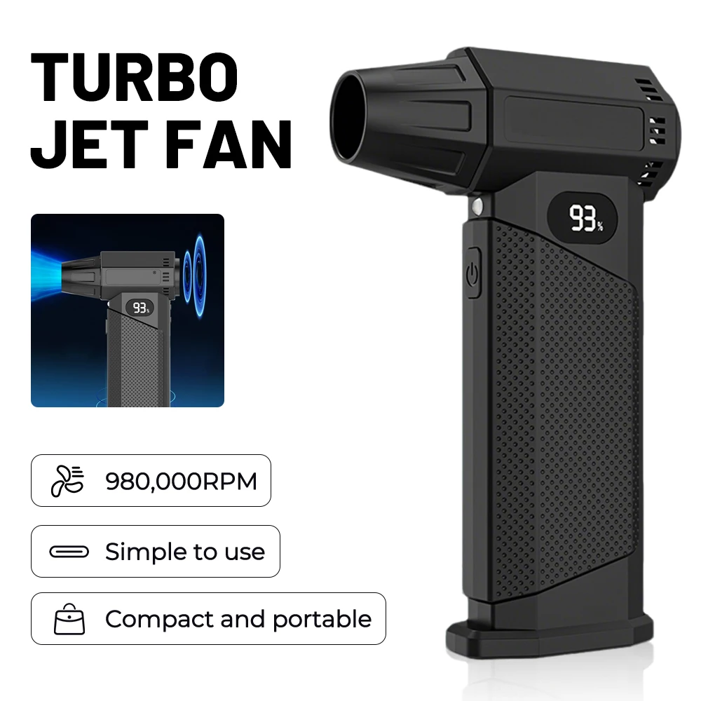 980000RPM Mini Turbo Jet Fan Electric Air Duster Adjustable wind speed Turbo Violent Blower Rechargeable with Light Car Cleaning