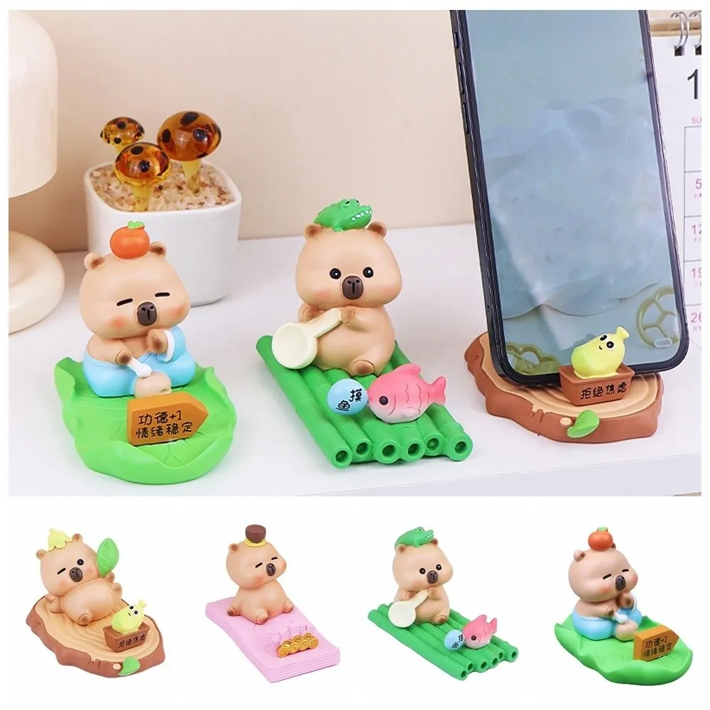 Figure Model Capybara Phone Holder Support Animal Capybara Mobile Phone Stand Cartoon Desk Decor Capybara Cell Phone Bracket