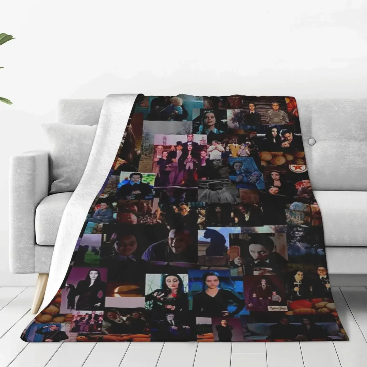 

Tv Series Wednesday Plaid Blanket Flannel Summer Addams Family Multi function Thin Throw Blanket for Bedding Outdoor Rug Piece