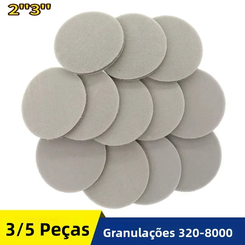 Lixa de espuma esponja 2/3 Polegada 50/75mm disco de lixamento seco molhado 3/5 pces 320-8000 grão polimento buffer almofada lixa papel gancho loop
