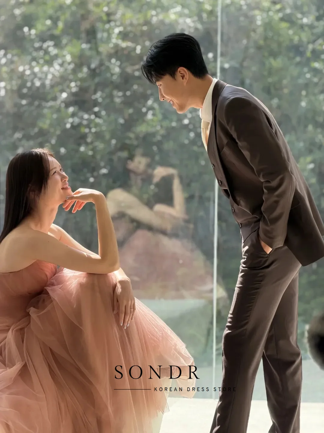 Sondr 캐러멜 우아한 한국 웨딩 파티 드레스 신부를 위한 맞춤형 A라인 스트랩리스 튤 이브닝 드레스 셀프 웨딩 가운