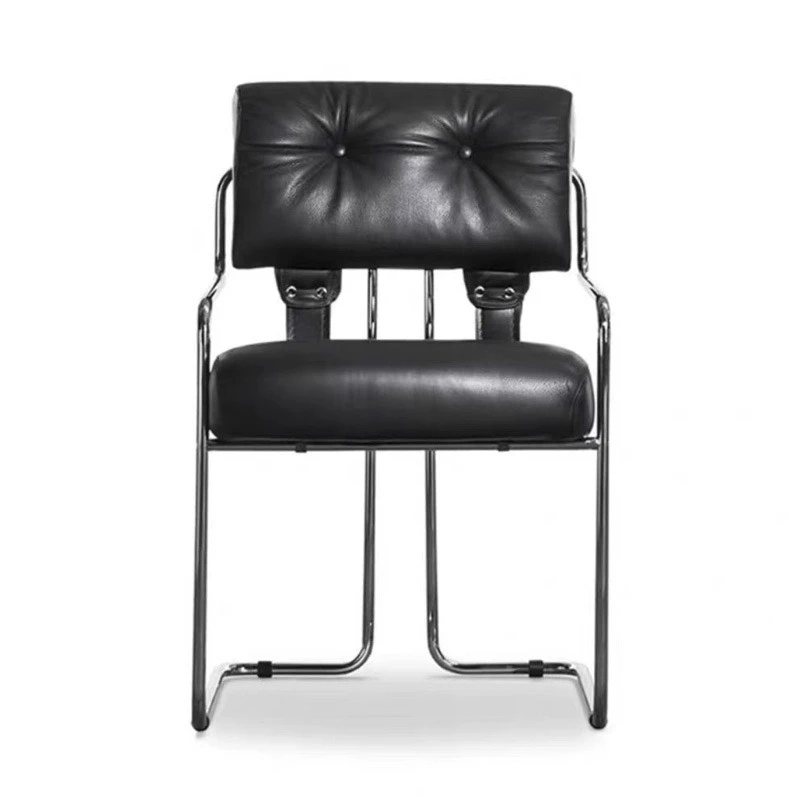 Light luxury leather upholstered dining chairs, business negotiation homes, dining tables and chairs made of genuine leather