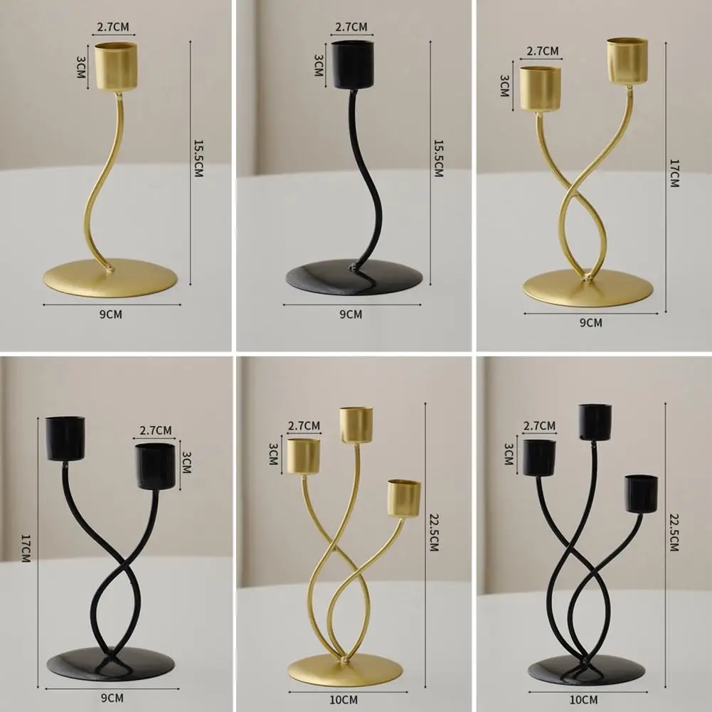 15.5/17/22.5cm Taper Candle Holder Metal Curved Table Centerpiece Tapered Pillar Candles Holder Wedding Festive Decor Accessory