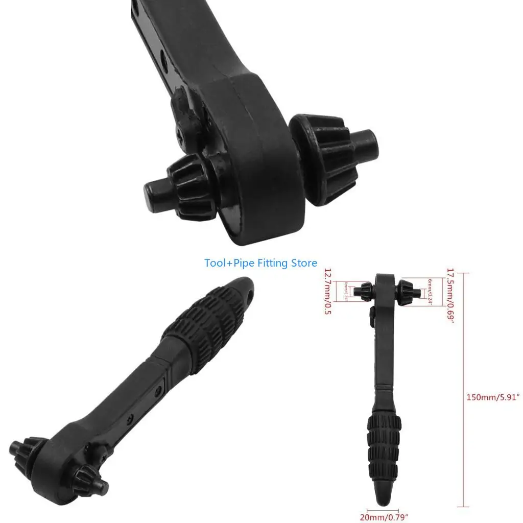 F92B 2 in 1 Universal Hand Drill Ratchet for Key Wrench Drill Chuck Spanner Handle Combo Grip Repair Tool