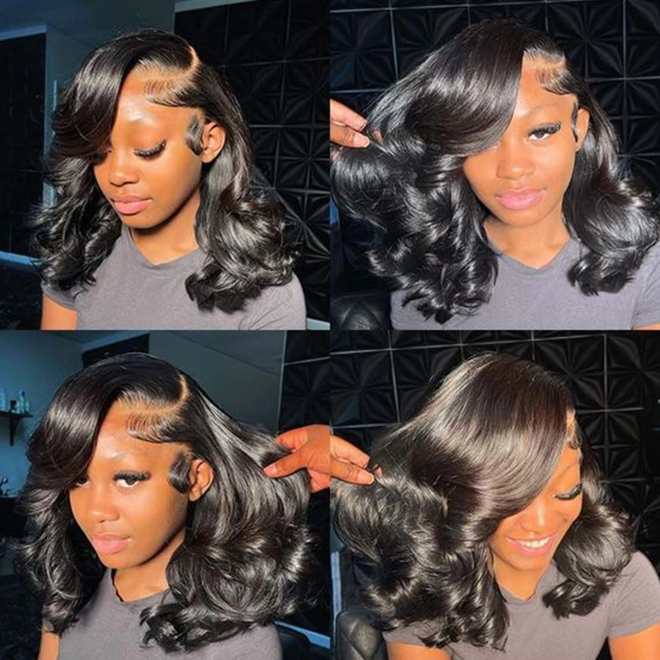 Body Wave T Part Lace Bob Wig 13X1 4x1 Lace Front Human Hair Wigs PrePlucked Natural Hair Remy Brazilian Wig 180% Density