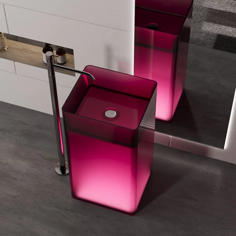 Pink high-end unique selection Resin stone transparent base Sink independent washbasin with base