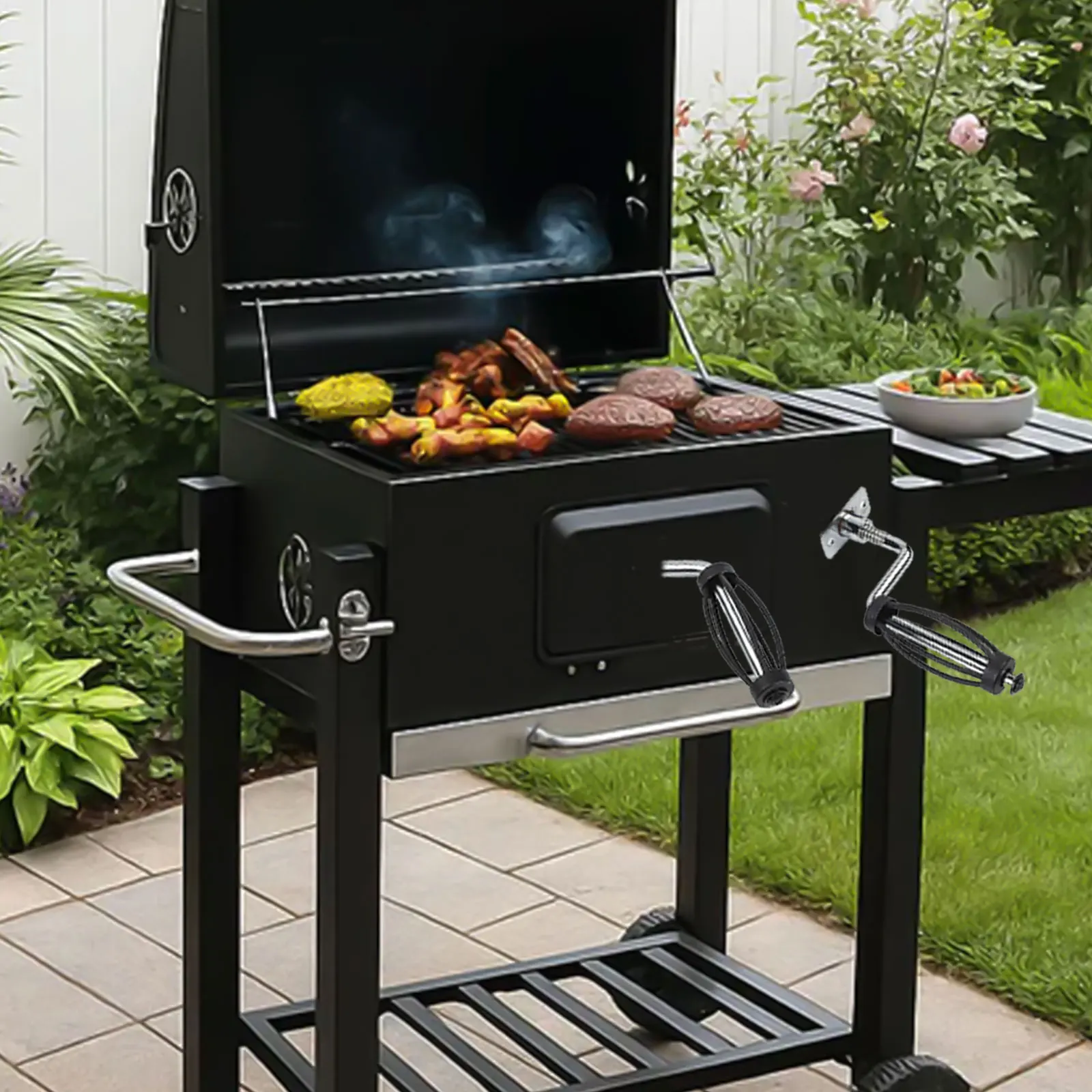 BBQ Parties Outdoor Cooking Compatible BBQ Handle 12mm Thread Diameter Easy Installation Long-lasting Performance