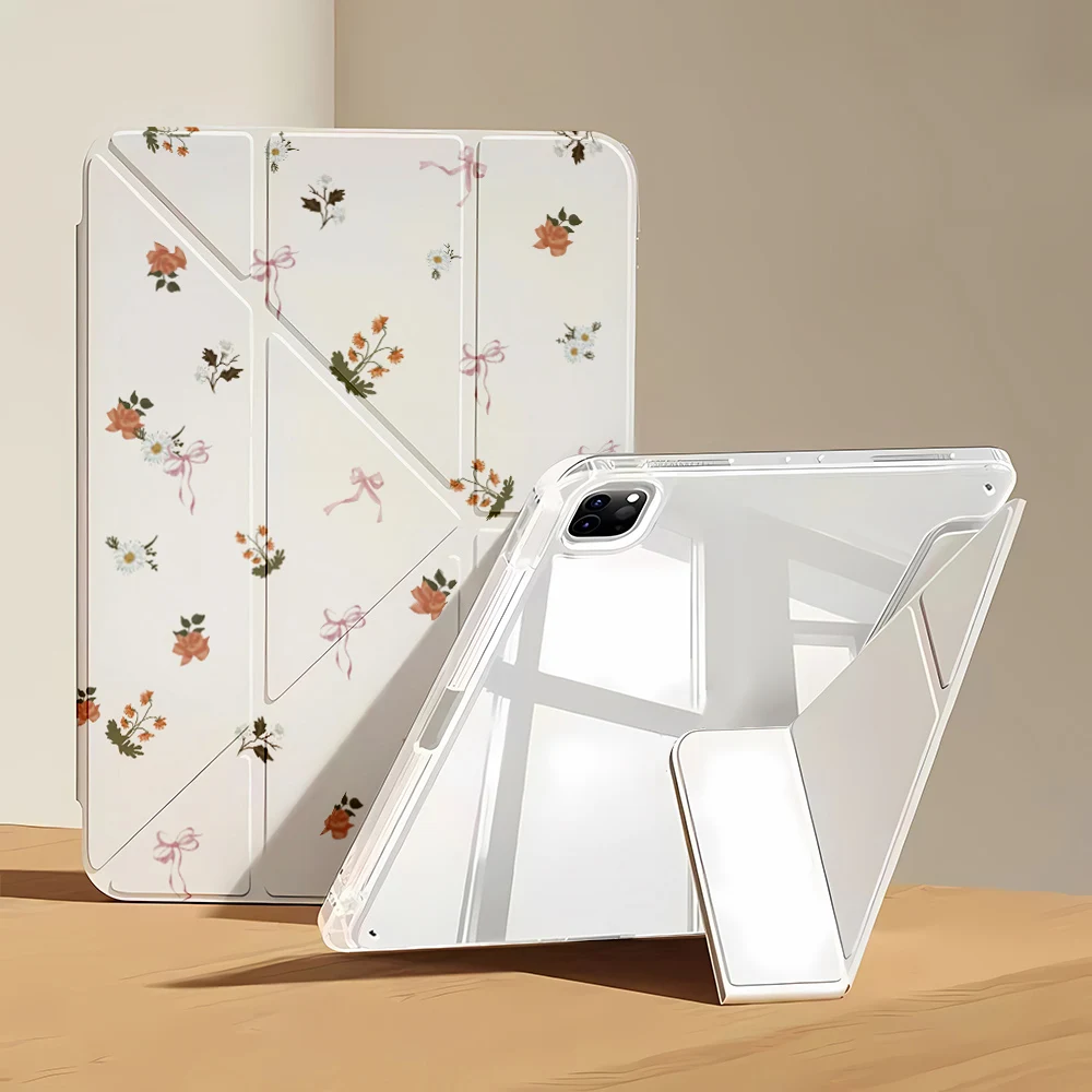 Colorful Flower Clear Case For iPad Pro 11 12.9 13 10.5 iPad A16 11 10.9 inch 2022 Air 11 2024 13 5 4 3 2 1 Mini 7 6 Covers Capa