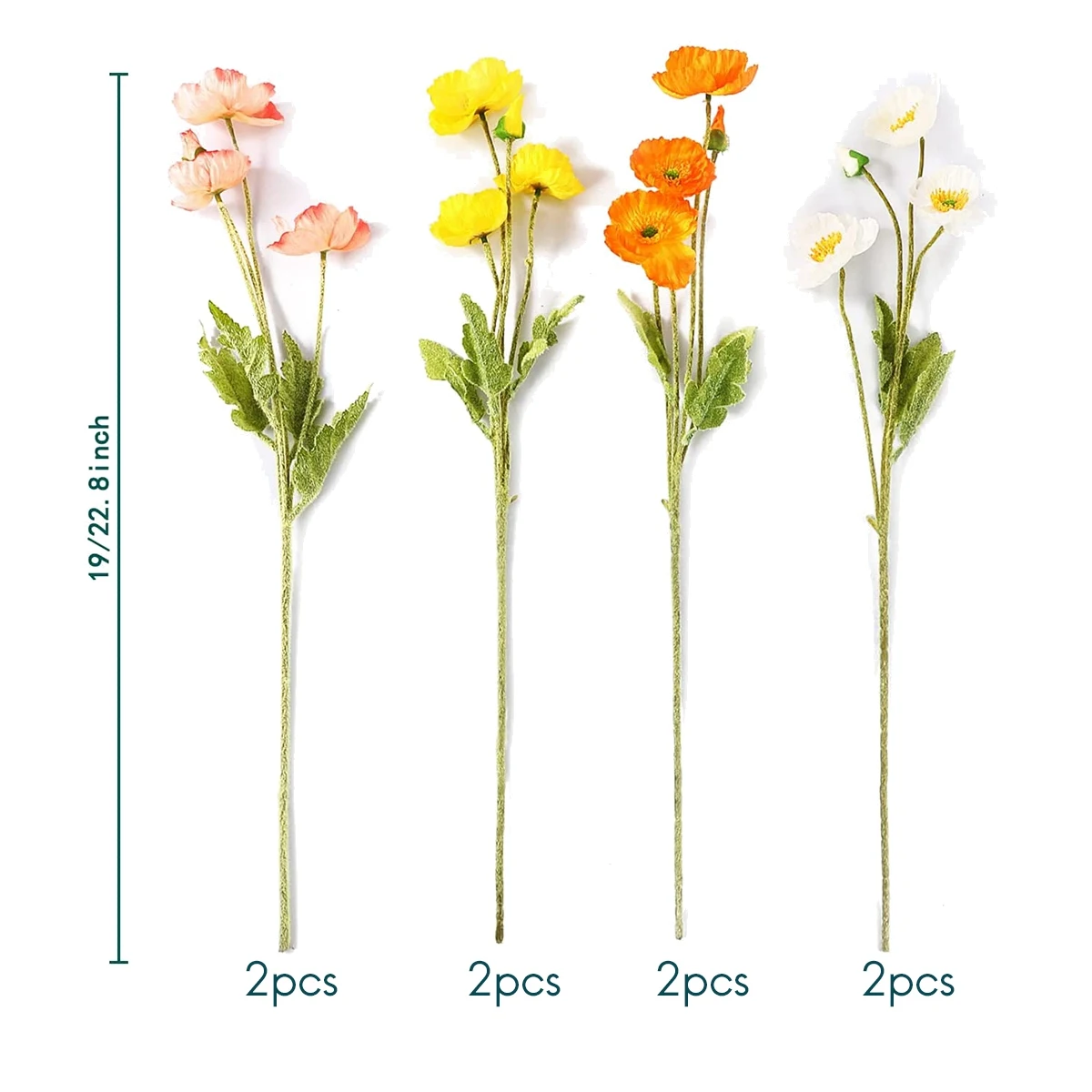 Confezione da 8 fiori artificiali fiori di papavero di seta per la decorazione domestica Bouquet festa di nozze fiore finto, composizione floreale