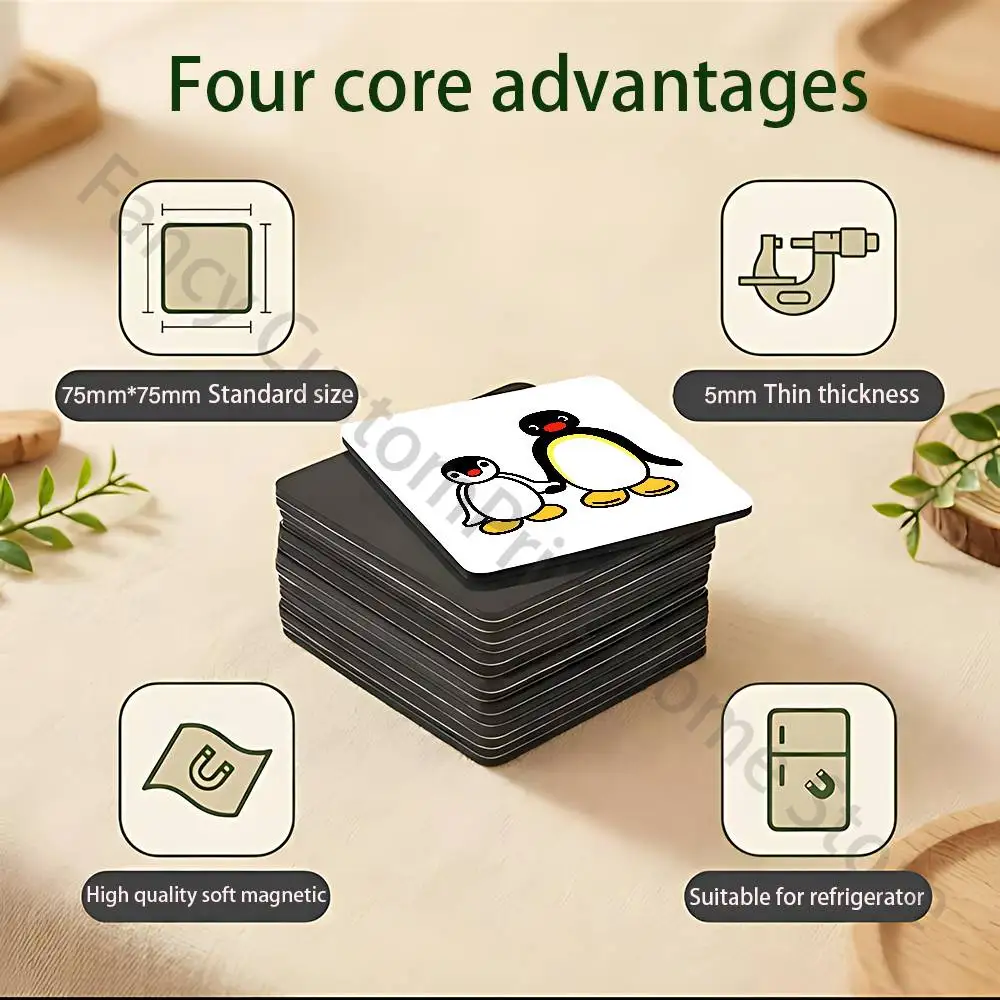 Funny P-Pingus Penguin Fridge Freezer Refrigerator Magnets Metal Cabinet Dimensions 75x75mm Magnetic Sticker Cover Home