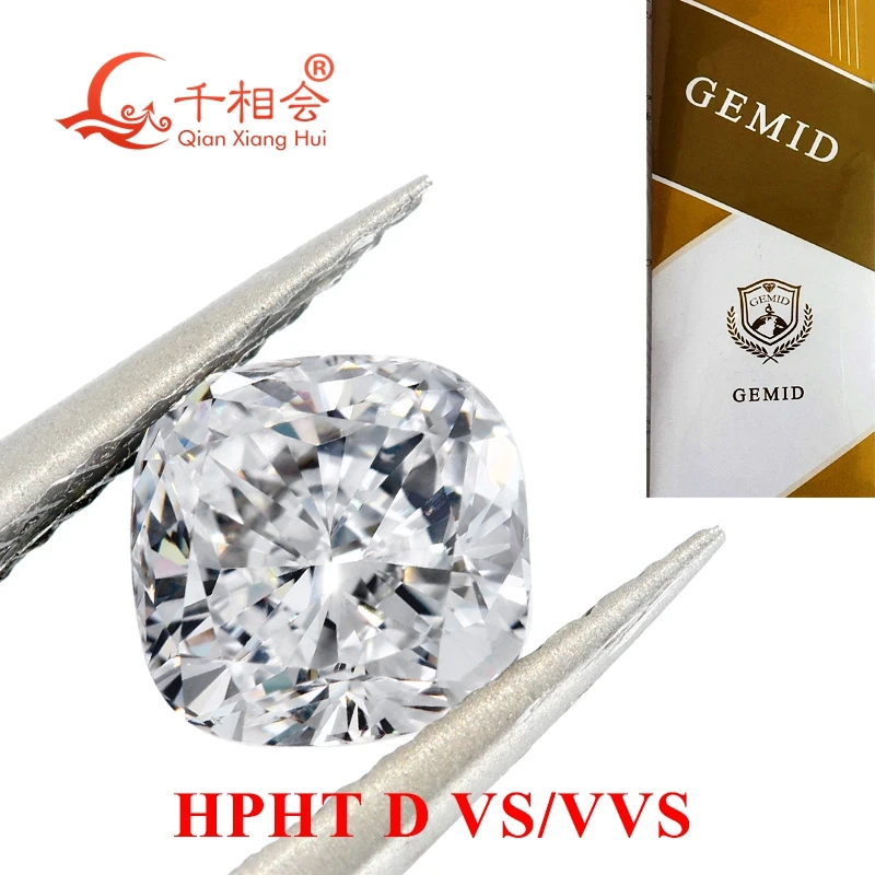 

D color VVS1 VS1 0.9CT - 2ct cushion shape clarity HPHT created diamond GEMID certificated lab grown diamond loose stone