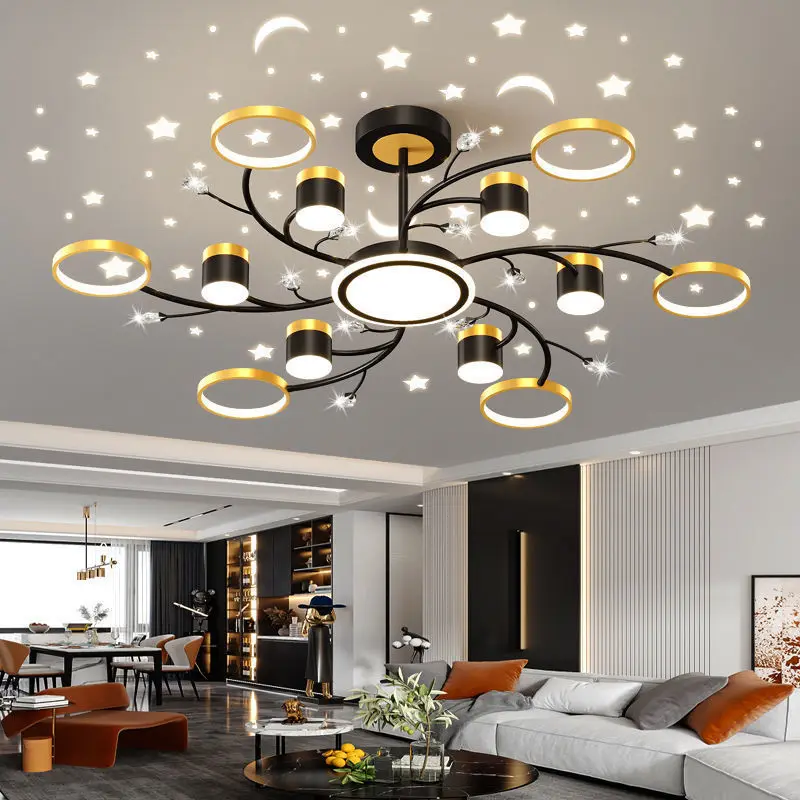 

Nordic Starry Sky Led Ceiling Chandelier Dimmable for Living Dining Room Room Hall Bedroom Pendant Lamp Home Decor Light Fixture