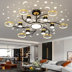 Nordic Starry Sky Led Ceiling Chandelier Dimmable for Living Dining Room Room Hall Bedroom Pendant Lamp Home Decor Light Fixture