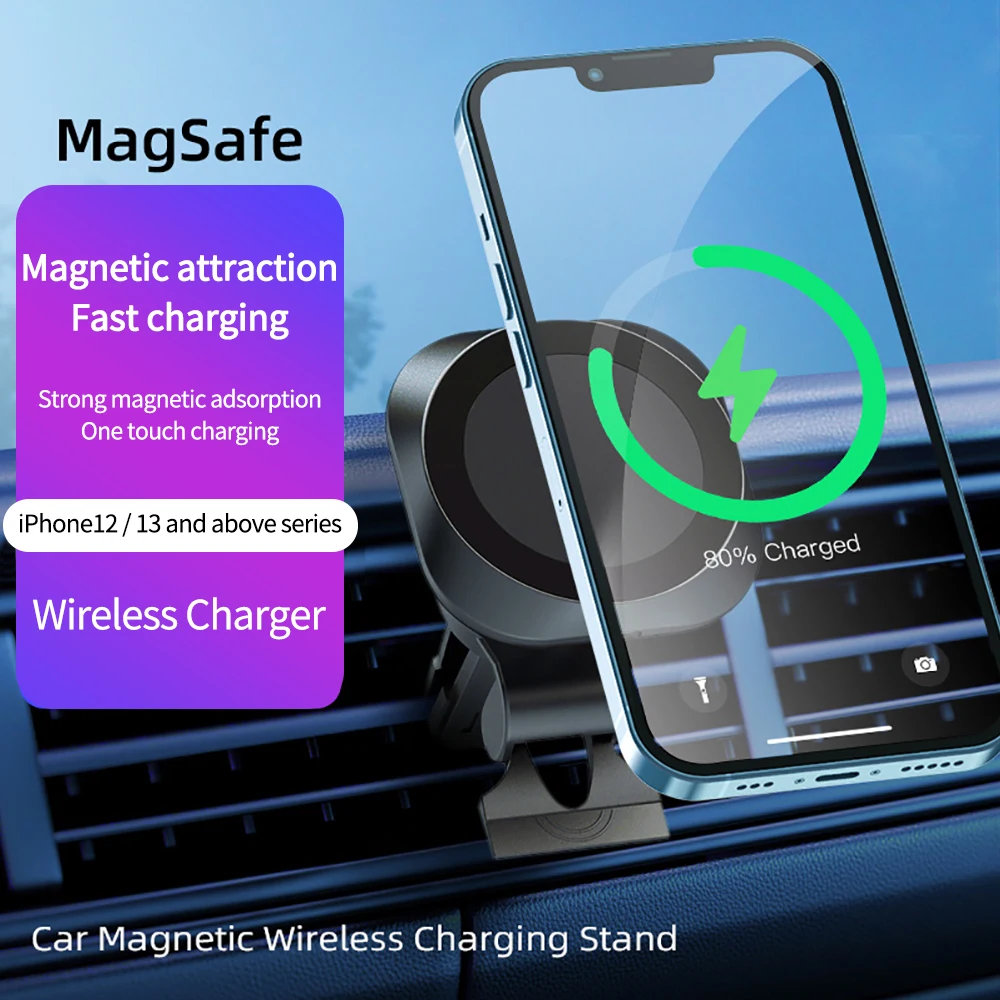 

15W Magnetic Car Wireless Charger for Macsafe iPhone 13 12 pro max mini Air Vent Car Phone Holder Stand Fast Car Charging