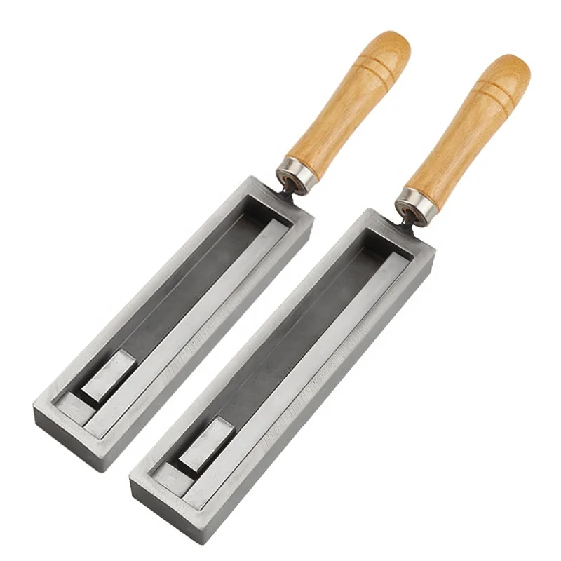 7# 8# Metal Cast Ingot Mold for Silver Gold Bars with Wood Handle Iron Casting Durable Tool for Melting Shaping