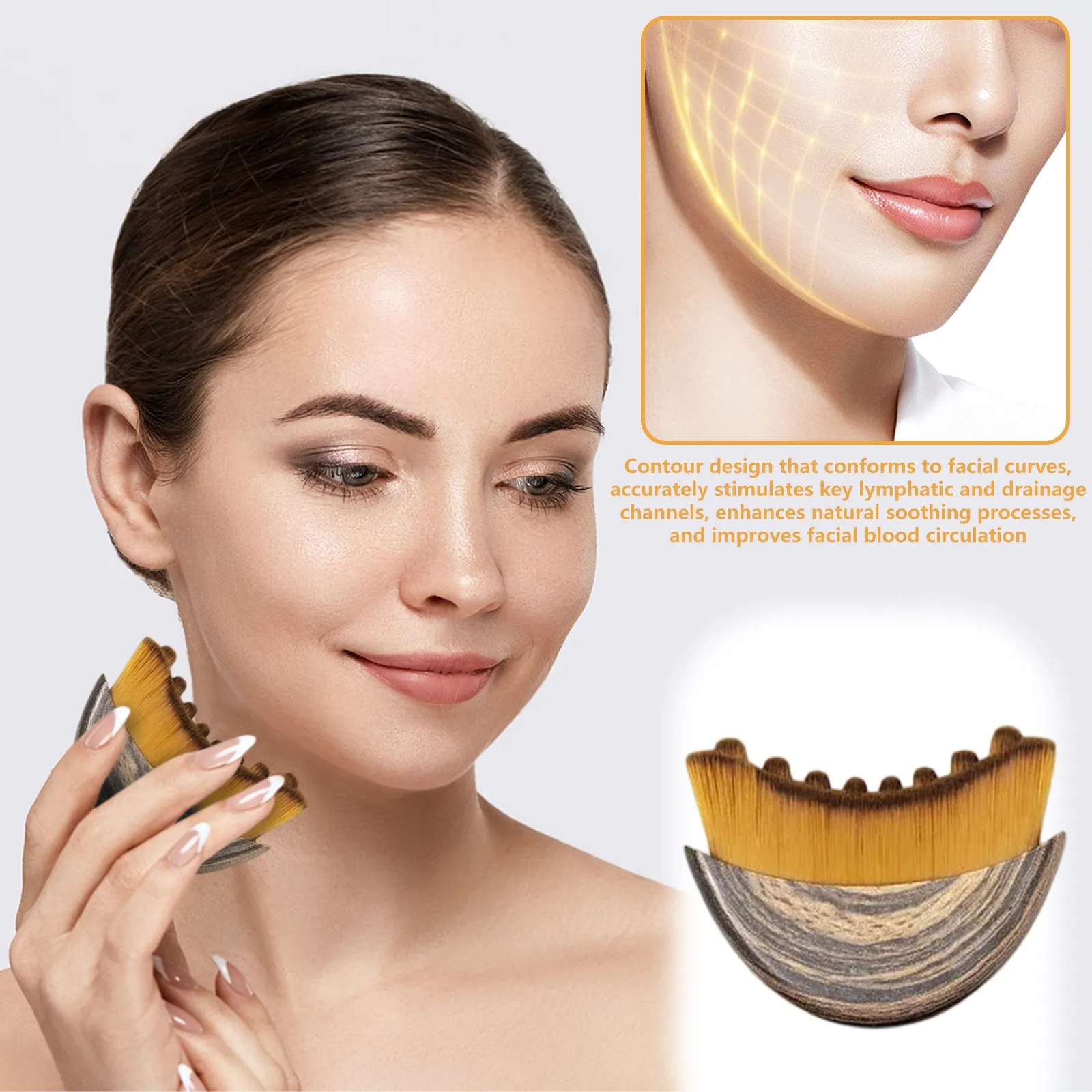 فرشاة تدليك الوجه للتصريف اللمفاوي - أداة تنظيف الوجه الجافة لنحت الفك وتجديد شباب الوجه وجهاز توجيه العناية بالبشرة وتخلص من السموم