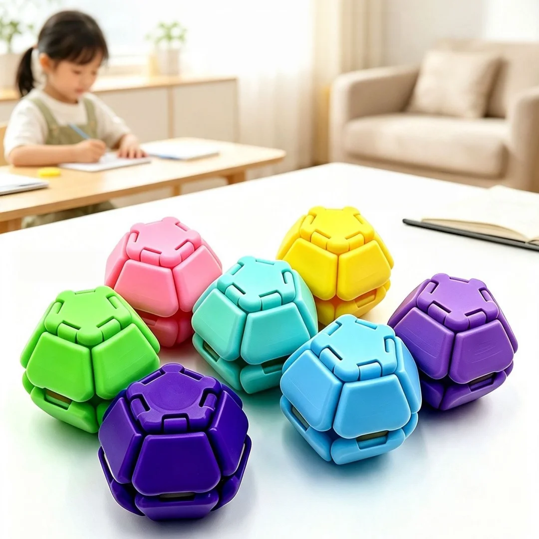 Press Spin Fidget Stress Ball Deformable Multicolor Lightweight Stress Relief Sensory Toy for Pocket Carry Travel Use