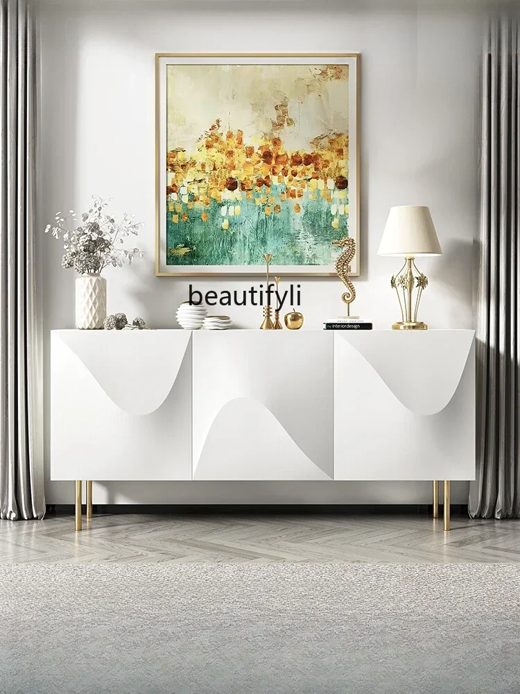 

NQ Light Luxury Home Entrance Cabinet Living Room High-End Storage Side Cabinet Modern Minimalist Solid Wood Sideboard