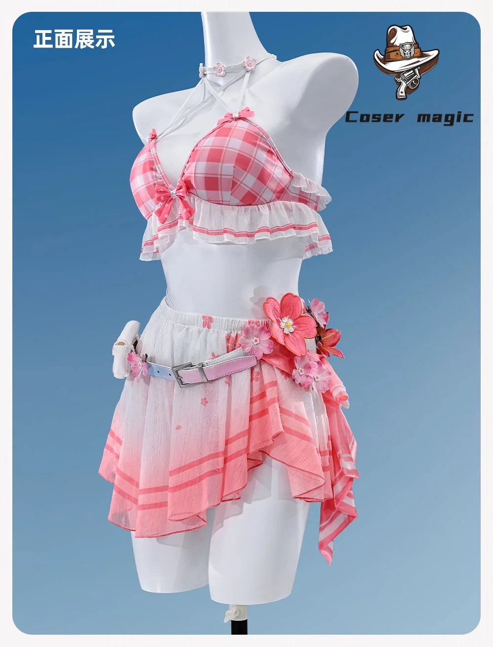 wuthering-waves-chisa-peach-ice-swimsuit-cosplay-costume-full-set-for-women