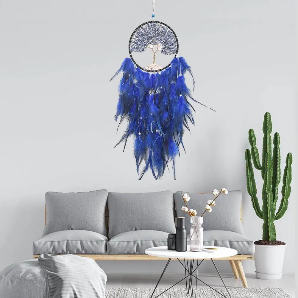 Dream Catcher Pendant with Colored Feather Creative Shape Lanyard Design Easy to Hang Wall Hanging Dream Catcher Home Decoration