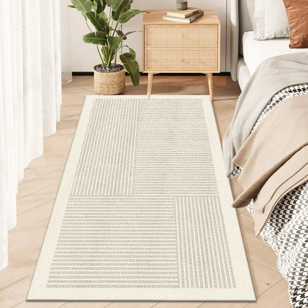 

Nordic Simple Style Carpet for Bedside Plain Colour Warm Bedroom Decoration Home Mats Non-slip Easy Cleaning Large Area Rugs