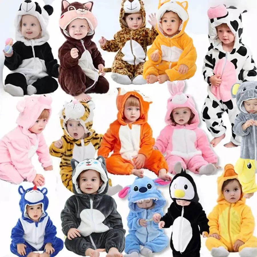 Baby Romper Panda Jumpsuit  Anime Onesie Baby Newborn Baby One-piece Romper  Flannel Cartoon Fashion Animal Romper for 0-2Y