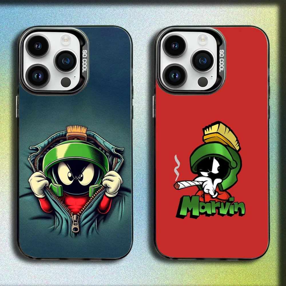 

Anime M-Marvin The Martian Phone Case For iPhone 16,15,14,13,12,11,Mini,Pro,SE,MAX Gray Matte Silicone Black Cover