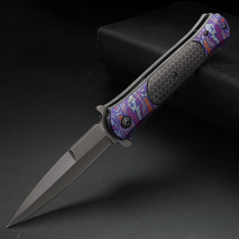 Purple pocket knife Outdoor folding knife Multi functional knife EDC tool Field survival knife