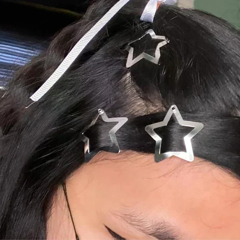 10pcs Star Hair Clips Snap Hair Barrettes Non Slip Five Pointed Star Hair Accessories for Girls Women Y2K Metal Hair Clips