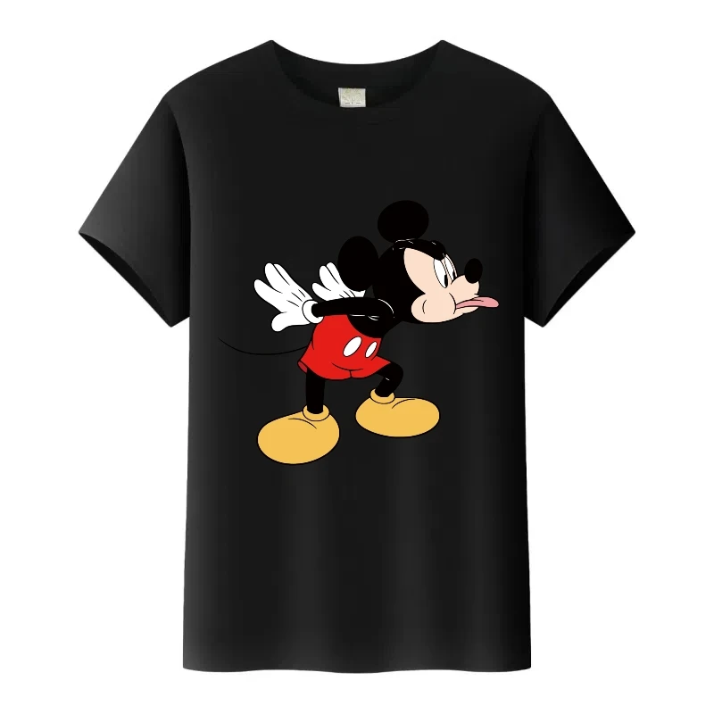 مضحك ديزني الكرتون ميكي ماوس الجرافيك ملابس الأطفال تي شيرت الأسرة تيز الرجال البلوزات قصيرة الأكمام أعلى س الرقبة امرأة التي شيرت