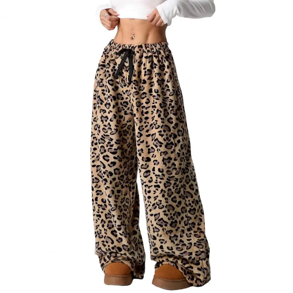 

Life Trousers Leopard Print Lounge Pants with Elastic Waistband Drawstring Tie for Women Soft Trousers Pajama Bottoms Season