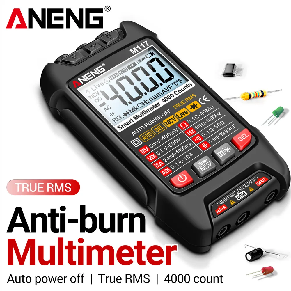 ANENG M117 Multimeter Smart Digital 4000-Count AC/DC Current Voltage Multimetro Professional Multifunction Tester Meter Tools