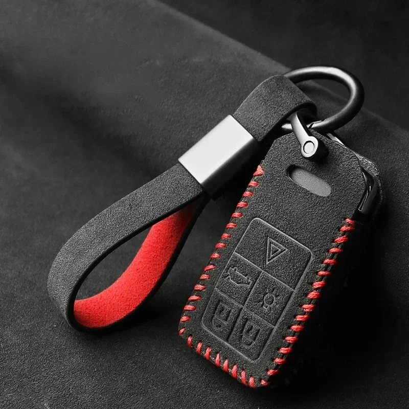 

Suede Leather Car Remote Key Case Cover Protector Bag For Volvo XC60 S90 S60 XC40 XC90 Keychain Keyring Accessories