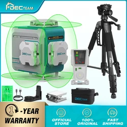 Decteam 4D Cross Line Laser Level 16 Lines Green Tiling Floor with Horizontal and Vertical Line Li-ion Battery Lazer Level Tools