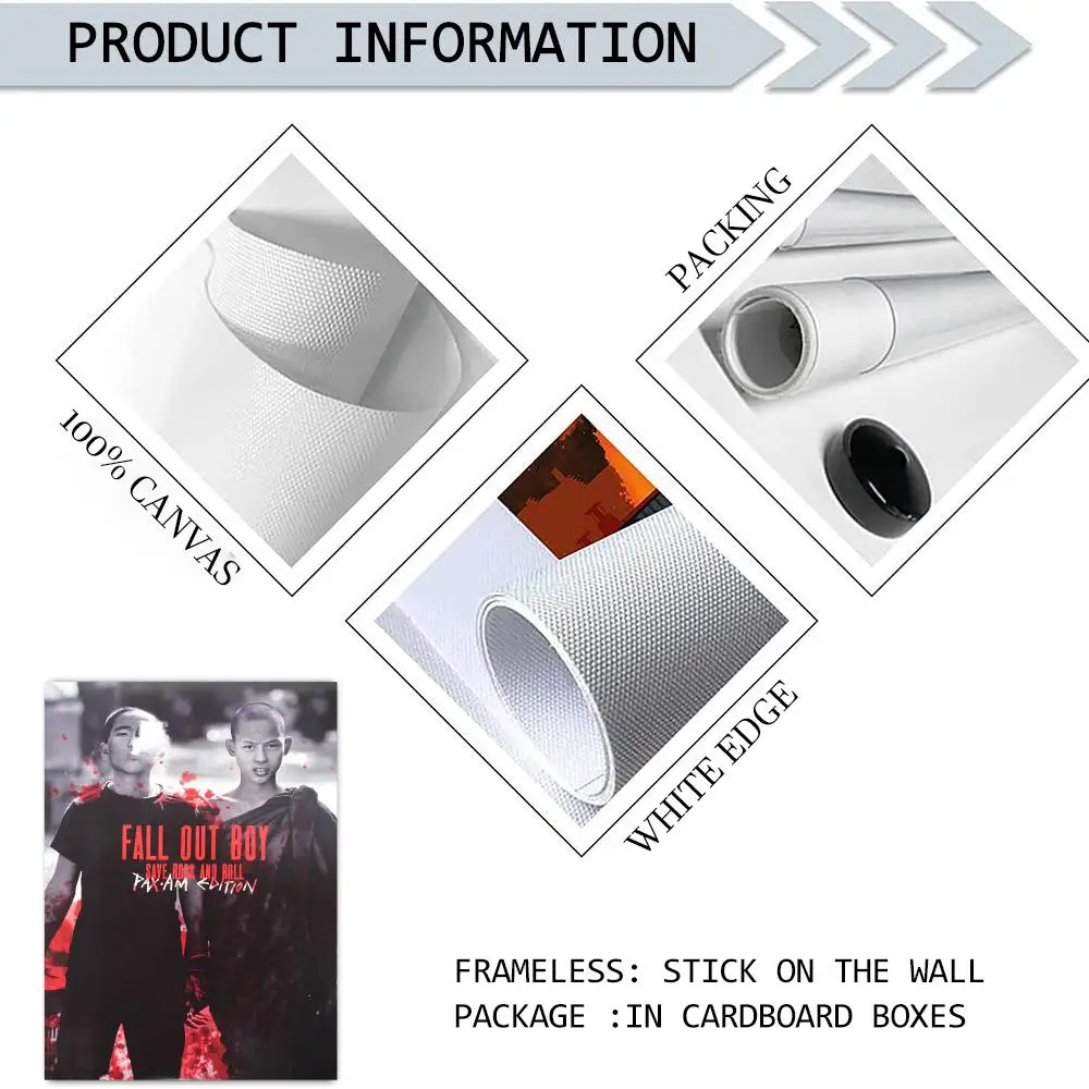 Rock Band F-Fall Out BoyS Poster HD Print Personalized Canvas Wall Mural Art Poster Photos for Living Room Home Decor Durable