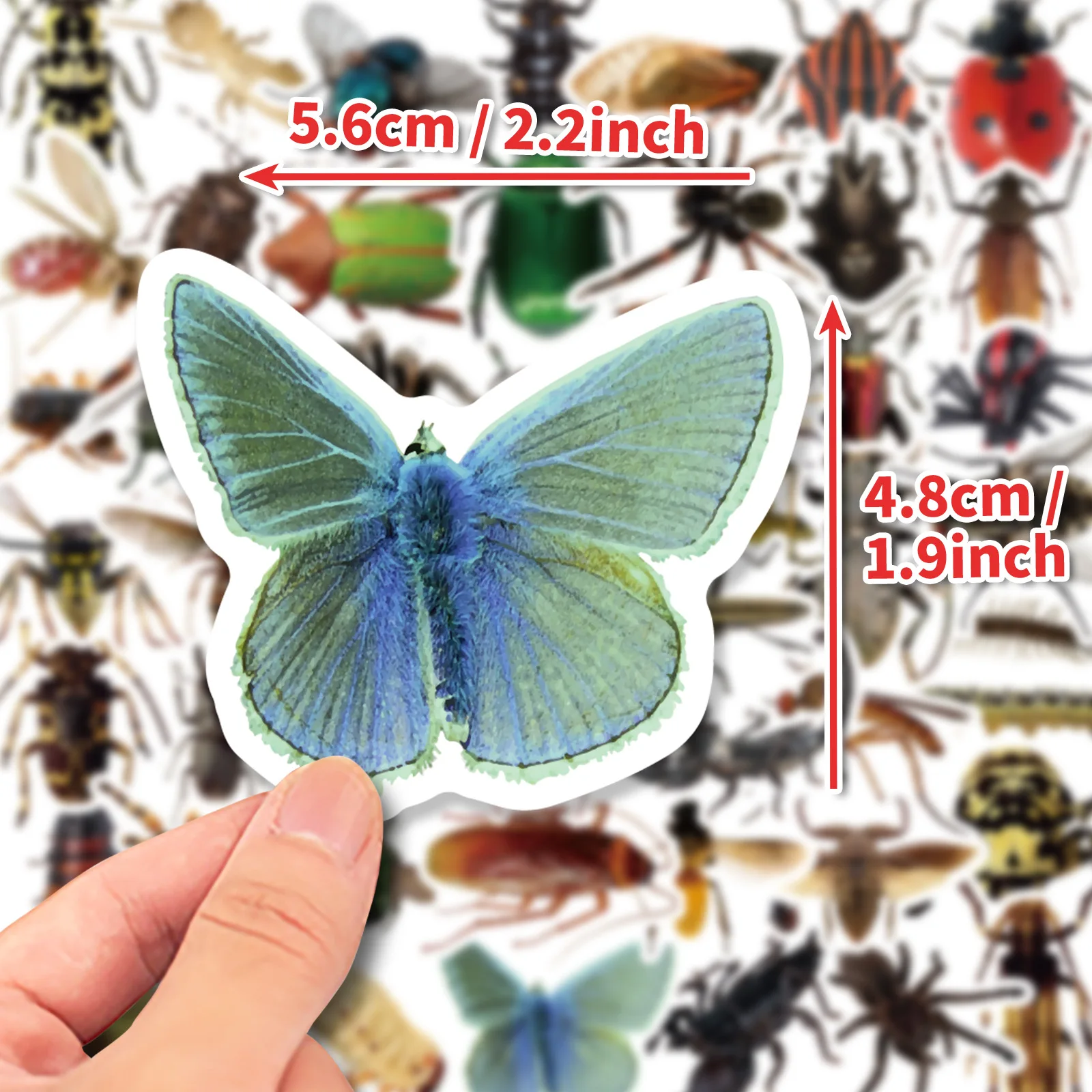 50PCS Insect Stickers Set Waterproof Suitcase Water Bottle DIY Laptop Skateboard Luggage Party Decoration Collection Gift Toys