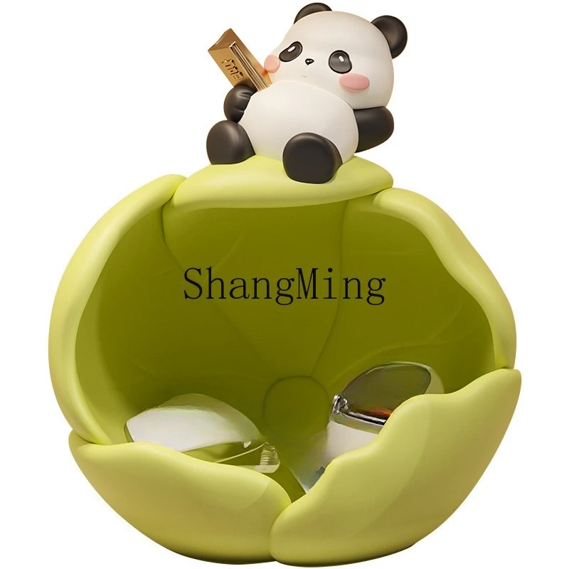 

PYH Creative Resin Lotus Leaf Roll Panda Storage Ornament Personalized Home Living Room Office Desktop Premium