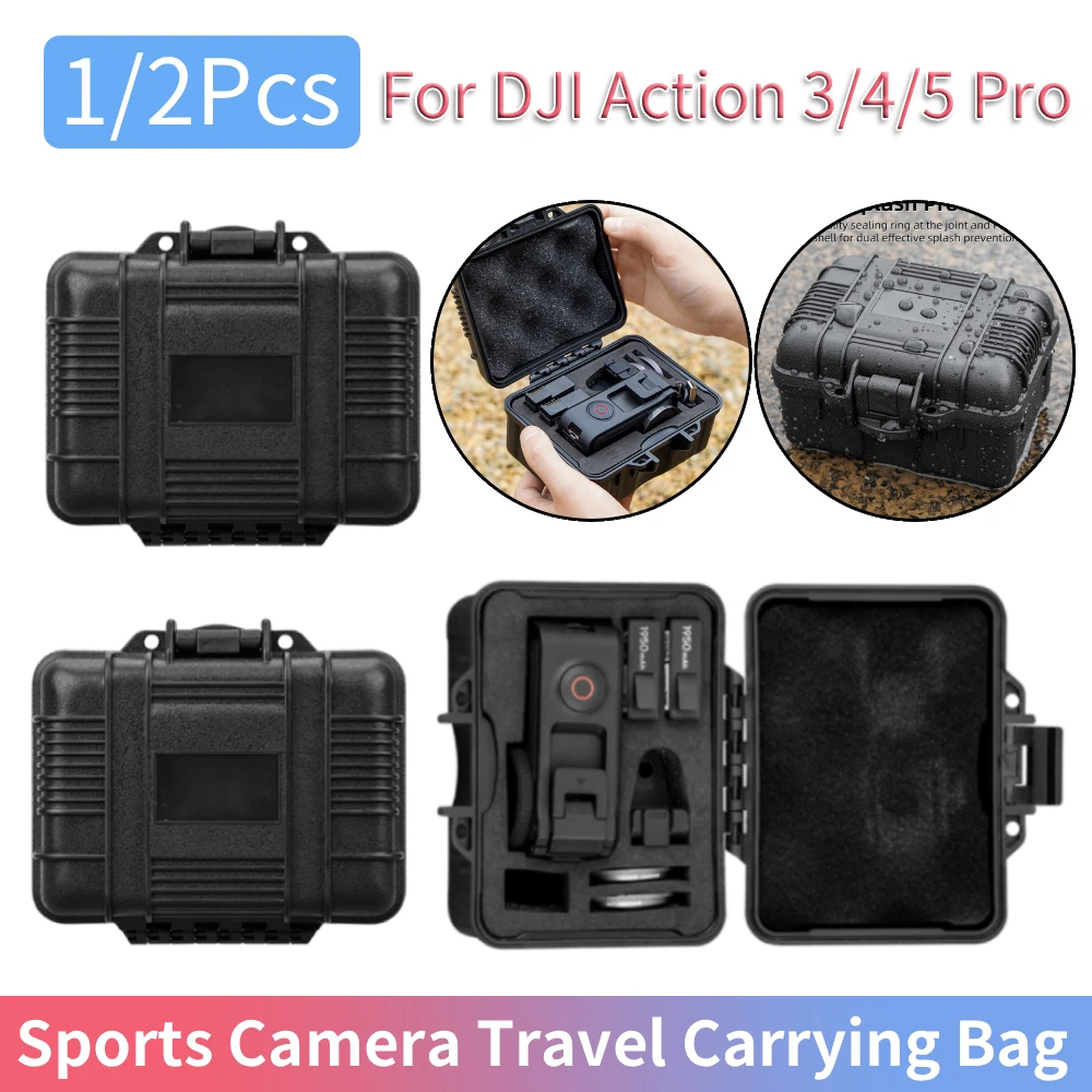 

1/2 шт. жесткий защитный чехол для спортивной камеры DJI Action 3/4/5 Pro, водонепроницаемый дорожный чехол для переноски, аксессуары для камеры