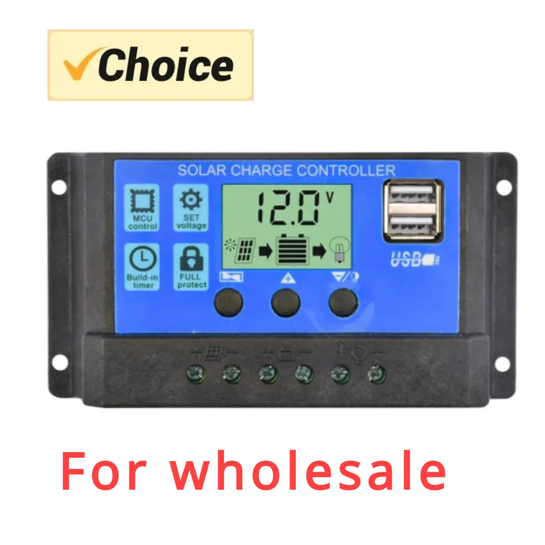 Solar Charge Controller 12V/24V PWM 10A  with Adjustable LCD Display Timer Setting for  Wholesale mmpt solar controller