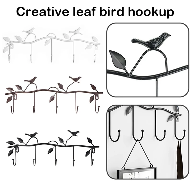 Birds Metal Wall Coat Rack and Hat Rack Multi-function Mounted Hook Hangers for Livingroom Bedroom Wrought Iron Coat Hook