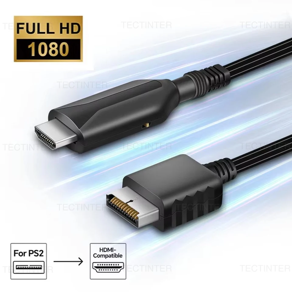 

HDMI-совместимый конвертер-адаптер для PS2, поддерживает режимы отображения PlayStation 2/PS1, HDTV, PC, Full HD, аксессуары для кабельных адаптеров