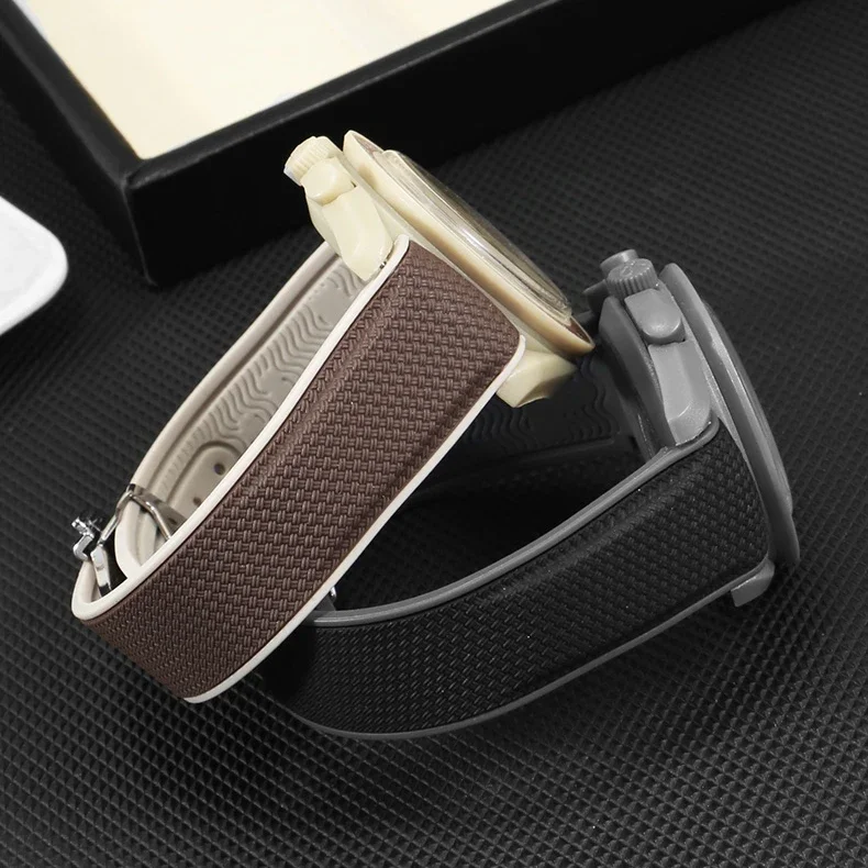 Cxd4 pulseira de extremidade curvada 20mm para Omega X Swatch Joint MoonSwatch Sport Silicone Rubber Fivela dobrável Faixa de relógio para Seamaster 300