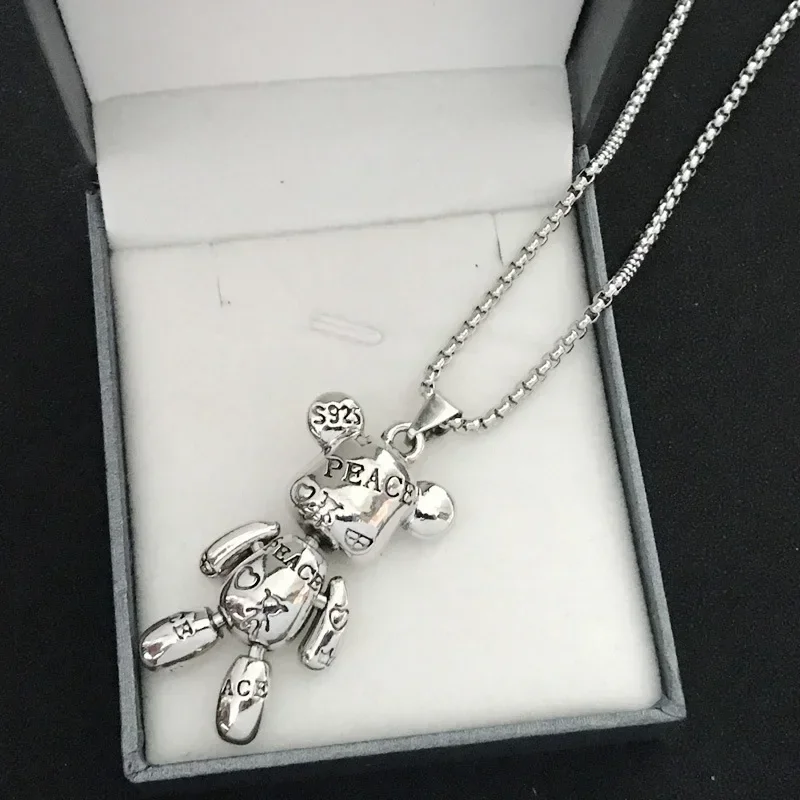 Fashion Trend Engraved Alphabet Bear Pendant Cute Animal Necklace Mens Womens Charm Hip Hop Party Street Jewelry Gifts - Image 2