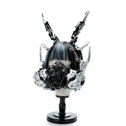 Little Devil Cyber Role Punk Mask Horns Wireless Bluetooth Headset Sexy Cos Succubus Y2k Cosplay for Women Men Halloween Party