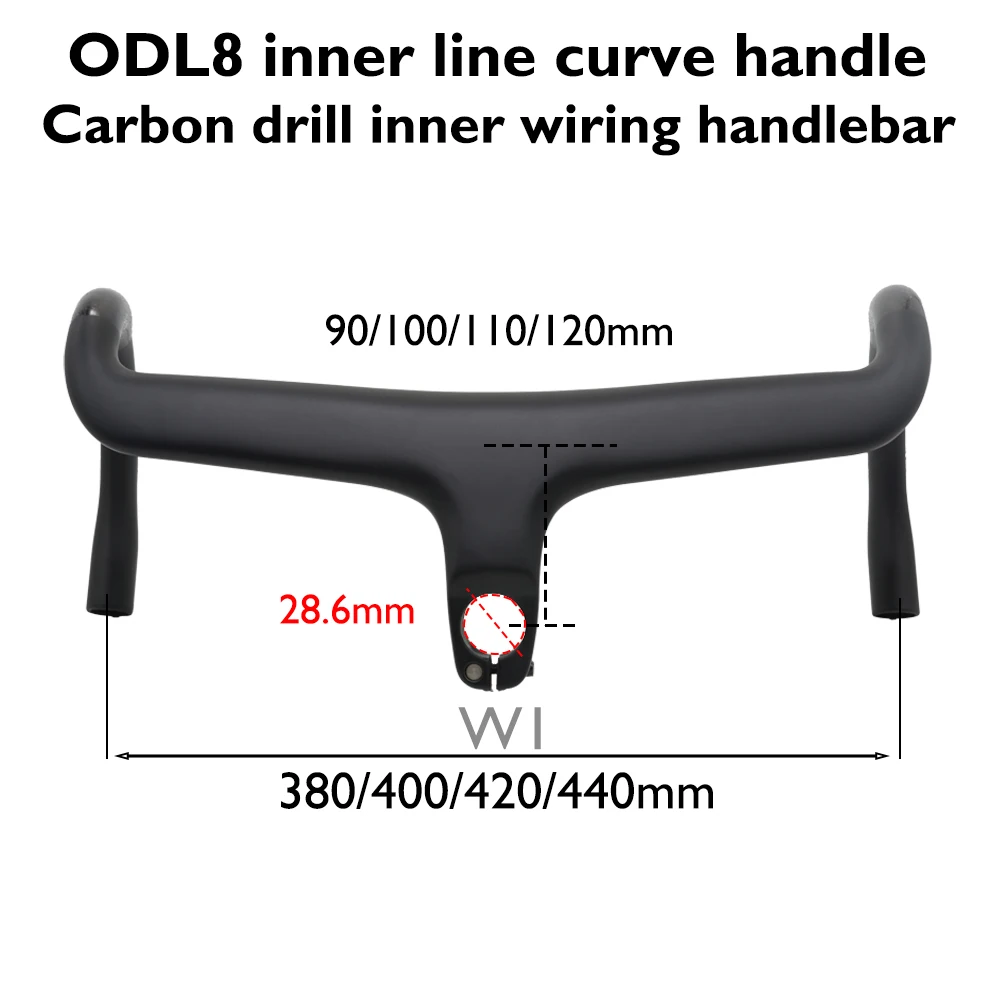 ODINZEUS T1000 carbon fiber integrated handlebar road bike handlebar internal routing 28.6mm suitable for round head frame - Image 4