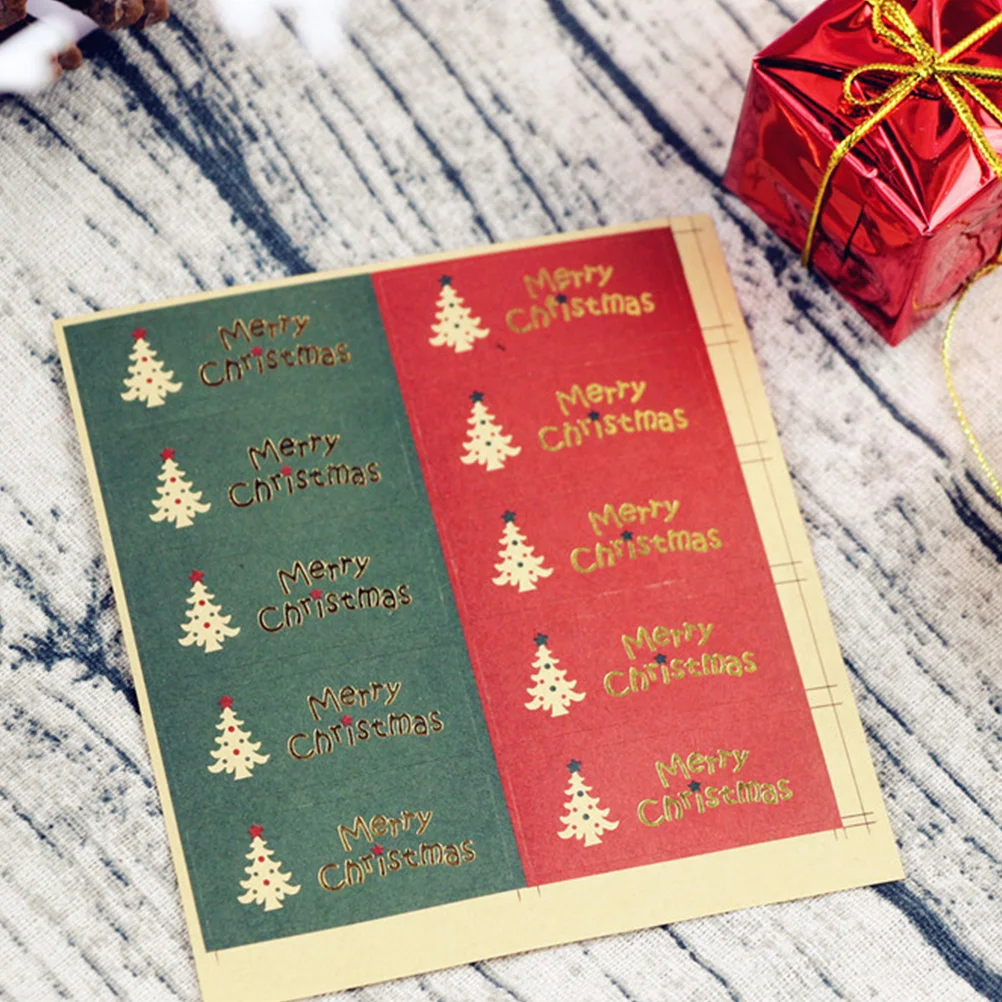 

20 Sheets Hot Stamping Christmas Stickers Practical for Package Sealing and DIY Labeling Sealing Stickers Label Tag