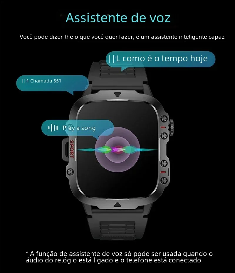 Outoor-reloj inteligente militar para hombre, pulsera deportiva resistente al agua IP68, 5ATM, Monitor de salud, llamadas BT de 2024 pulgadas, para Android e IOS, novedad de 1,96