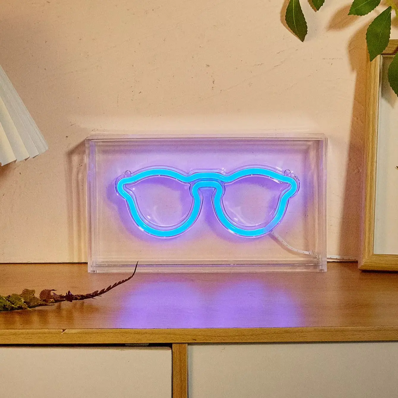Chi-buy LED Neon Box-shaped glasses USB Powered Neon Signs Decor Lamp Signs Birthday Gift Wall Art For Bedroom Room Bar Shop