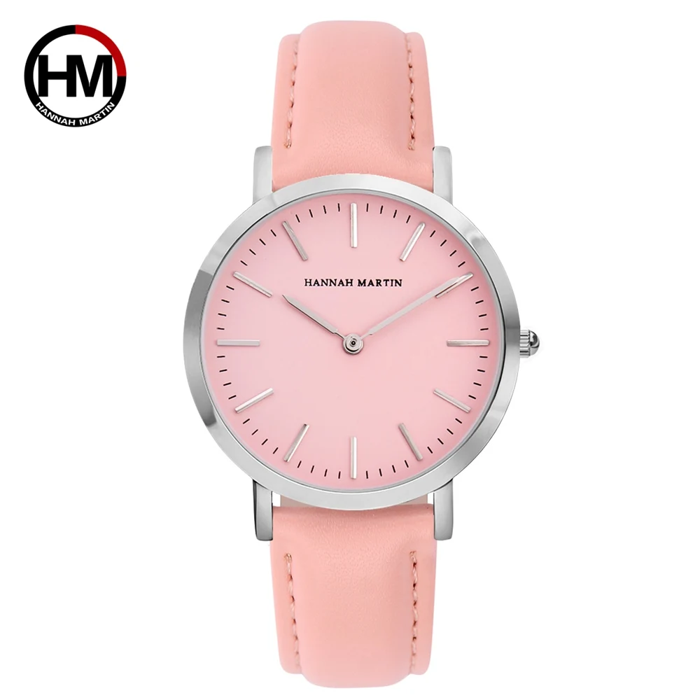 Designer Women Waterproof Watch Fashion Casual Leather 36mm Wristwatches Pink Simple Japan Quartz Movement Relogio Feminino 2018